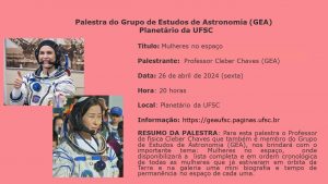 Palestra: Mulheres no Espaço @ Planetário da UFSC