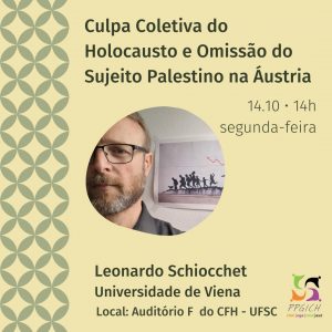Conferência: 'Culpa coletiva do Holocausto e omissão do sujeito palestino na Áustria' @ Auditorio F do Centro de Filosofia e Ciências Humanas (CFH/UFSC).