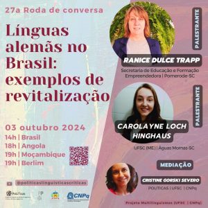 Roda de conversa: Línguas alemãs no Brasil @ Transmissão pelo YouTube
