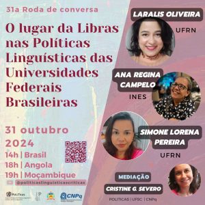 Roda de conversa sobre Libras nas políticas linguísticas @ Transmissão pelo YouTube