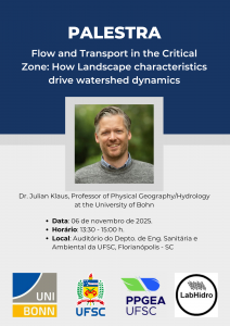 Palestra 'Fluxo e transporte na zona crítica: como as características da paisagem influenciam a dinâmica da bacia hidrográfica' @ Auditório Departamento de Engenharia Sanitária e Ambiental
