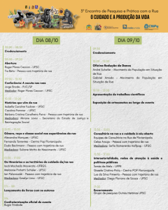 3º Encontro de Pesquisa e Prática com a Rua @ Centro de Ciências da Saúde - CCS